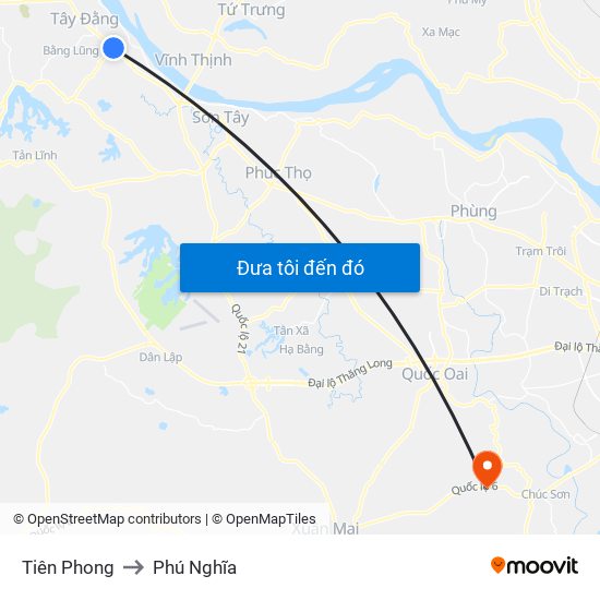 Tiên Phong to Phú Nghĩa map
