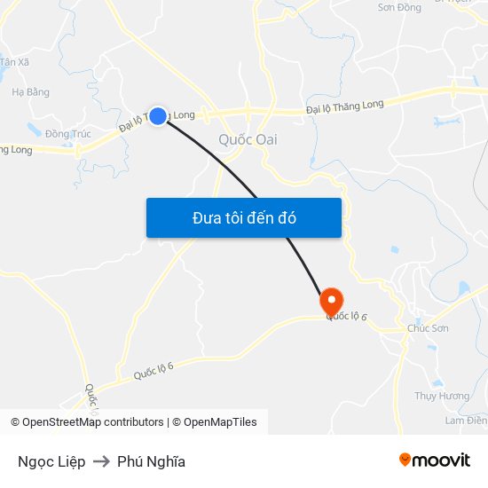 Ngọc Liệp to Phú Nghĩa map