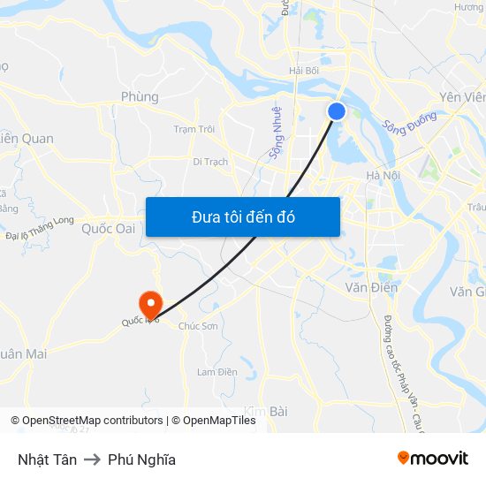 Nhật Tân to Phú Nghĩa map