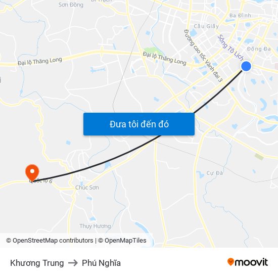 Khương Trung to Phú Nghĩa map