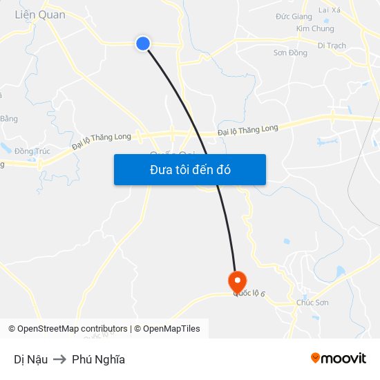 Dị Nậu to Phú Nghĩa map