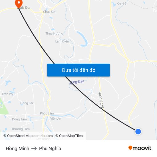 Hồng Minh to Phú Nghĩa map