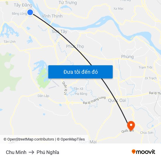 Chu Minh to Phú Nghĩa map