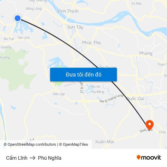 Cẩm Lĩnh to Phú Nghĩa map