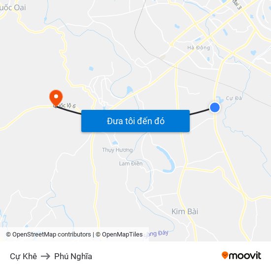 Cự Khê to Phú Nghĩa map