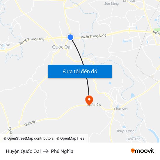 Huyện Quốc Oai to Phú Nghĩa map