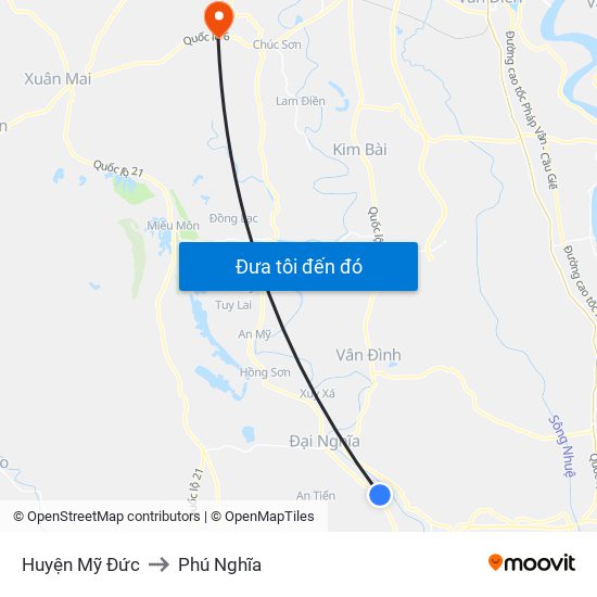 Huyện Mỹ Đức to Phú Nghĩa map