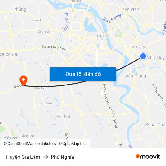 Huyện Gia Lâm to Phú Nghĩa map