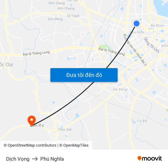 Dịch Vọng to Phú Nghĩa map