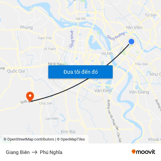 Giang Biên to Phú Nghĩa map