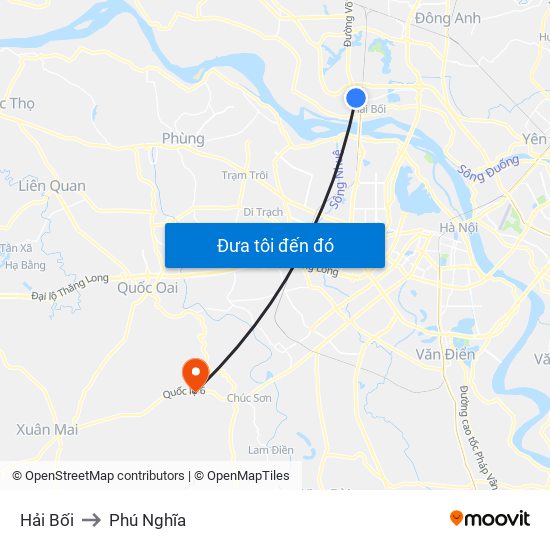 Hải Bối to Phú Nghĩa map