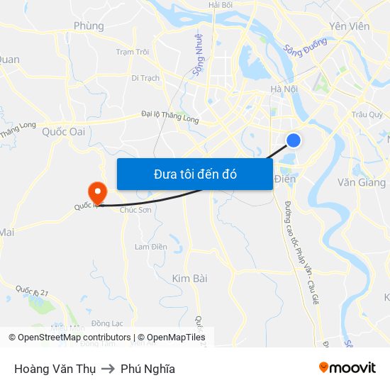 Hoàng Văn Thụ to Phú Nghĩa map