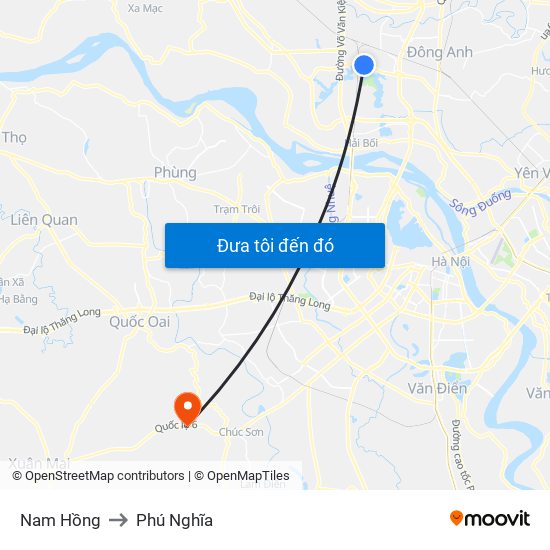 Nam Hồng to Phú Nghĩa map