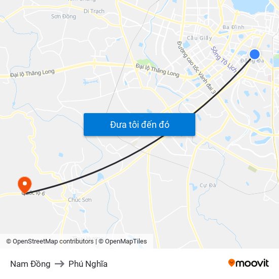 Nam Đồng to Phú Nghĩa map