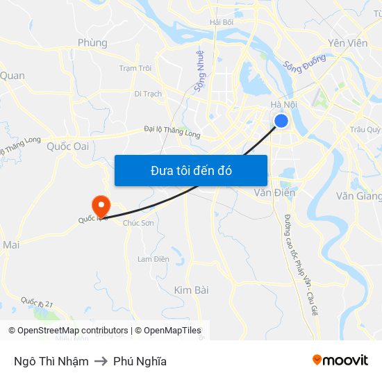 Ngô Thì Nhậm to Phú Nghĩa map