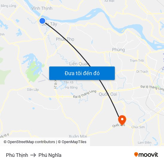 Phú Thịnh to Phú Nghĩa map
