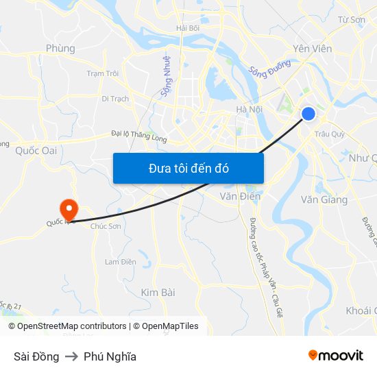 Sài Đồng to Phú Nghĩa map