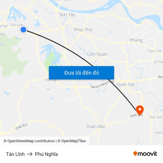Tản Lĩnh to Phú Nghĩa map