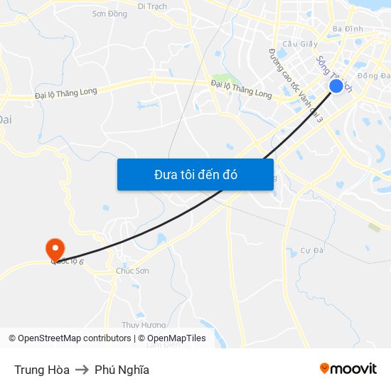 Trung Hòa to Phú Nghĩa map