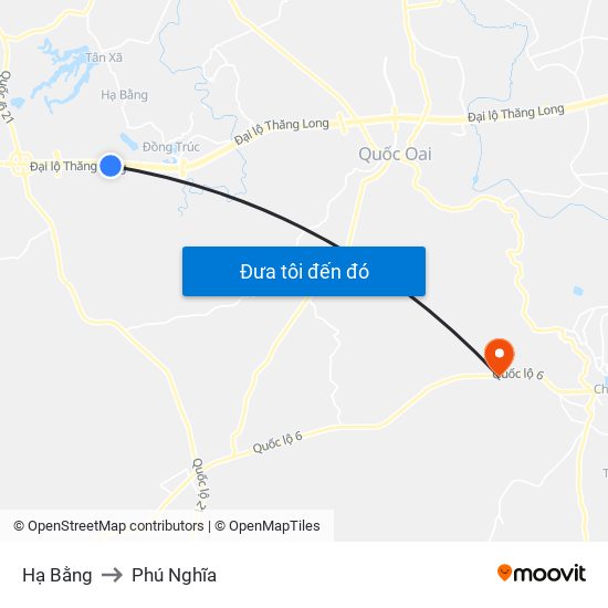 Hạ Bằng to Phú Nghĩa map