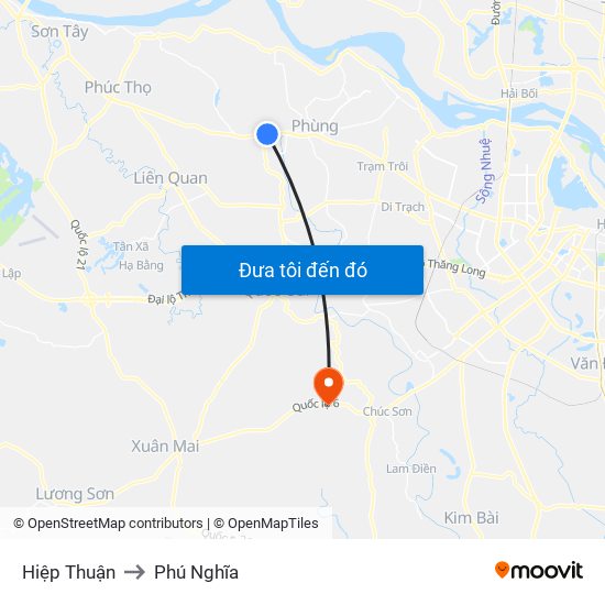 Hiệp Thuận to Phú Nghĩa map