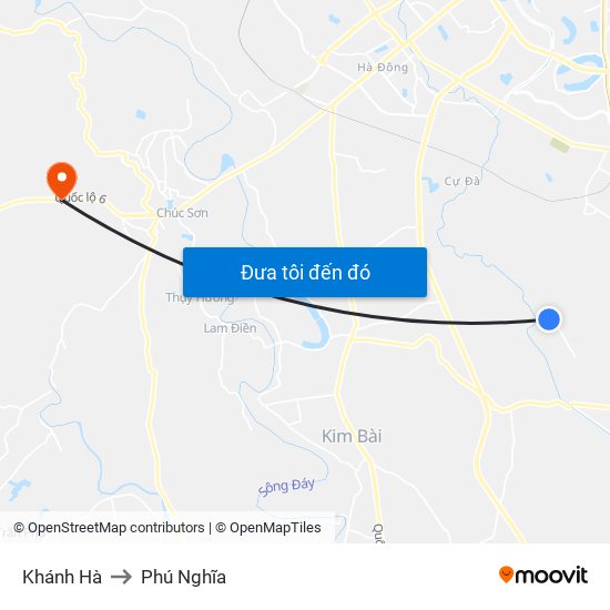 Khánh Hà to Phú Nghĩa map