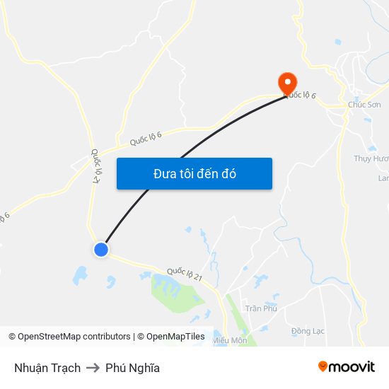 Nhuận Trạch to Phú Nghĩa map