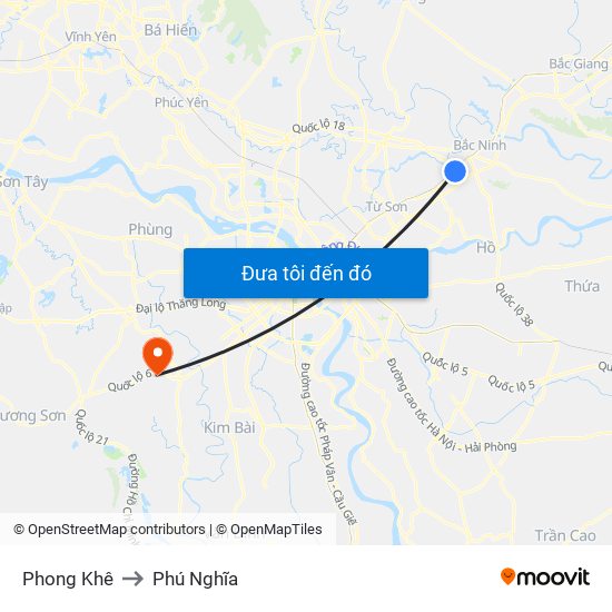 Phong Khê to Phú Nghĩa map