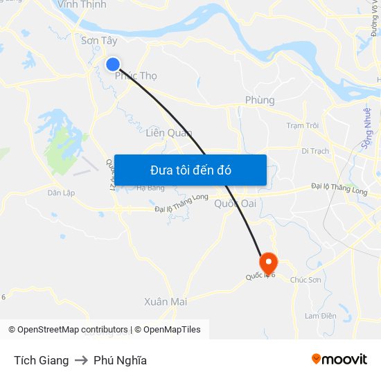 Tích Giang to Phú Nghĩa map