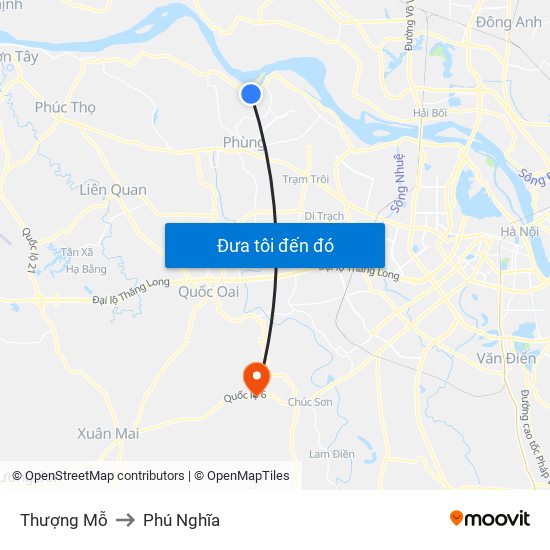 Thượng Mỗ to Phú Nghĩa map