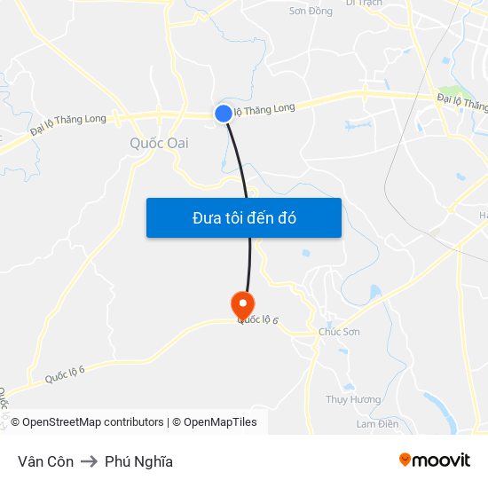 Vân Côn to Phú Nghĩa map
