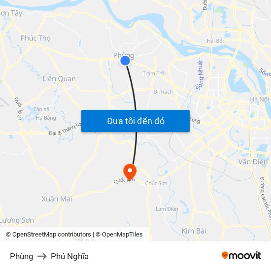 Phùng to Phú Nghĩa map