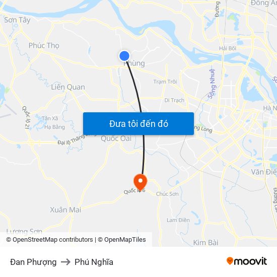 Đan Phượng to Phú Nghĩa map