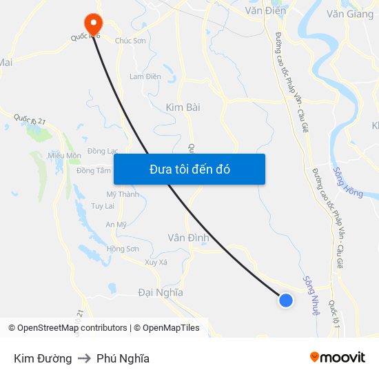 Kim Đường to Phú Nghĩa map