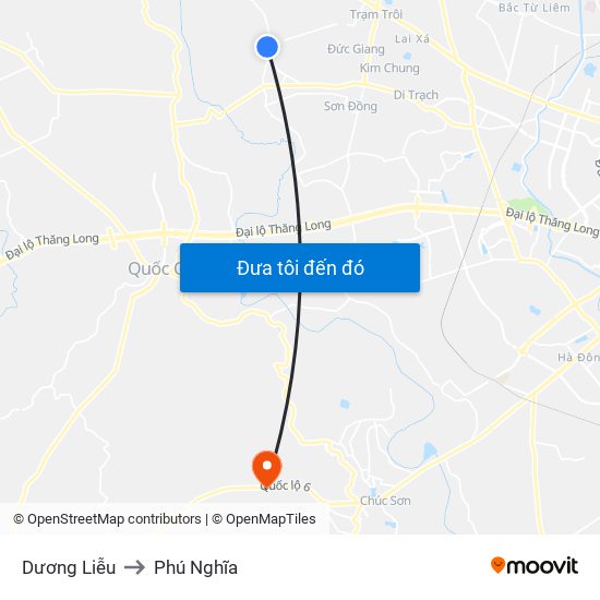 Dương Liễu to Phú Nghĩa map