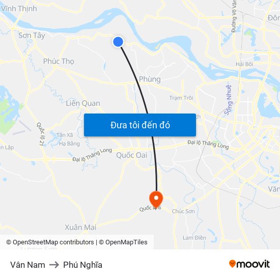 Vân Nam to Phú Nghĩa map