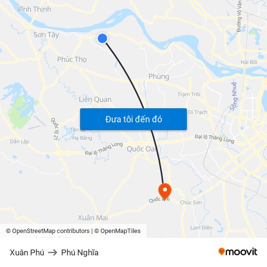 Xuân Phú to Phú Nghĩa map