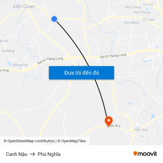 Canh Nậu to Phú Nghĩa map