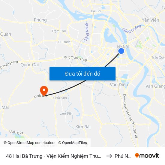 48 Hai Bà Trưng - Viện Kiểm Nghiệm Thuốc Trung Ương to Phú Nghĩa map