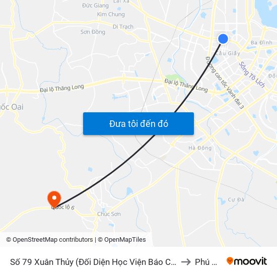 Số 79 Xuân Thủy (Đối Diện Học Viện Báo Chí Và Tuyên Truyền) to Phú Nghĩa map