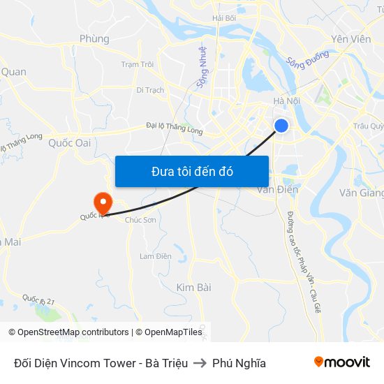 Đối Diện Vincom Tower - Bà Triệu to Phú Nghĩa map