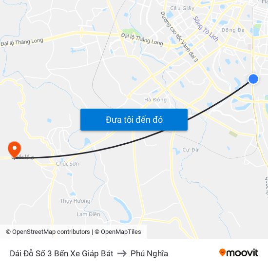 Dải Đỗ Số 3 Bến Xe Giáp Bát to Phú Nghĩa map