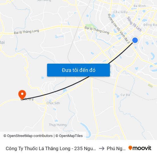 Công Ty Thuốc Lá Thăng Long - 235 Nguyễn Trãi to Phú Nghĩa map