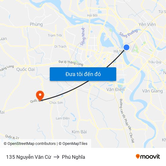 135 Nguyễn Văn Cừ to Phú Nghĩa map