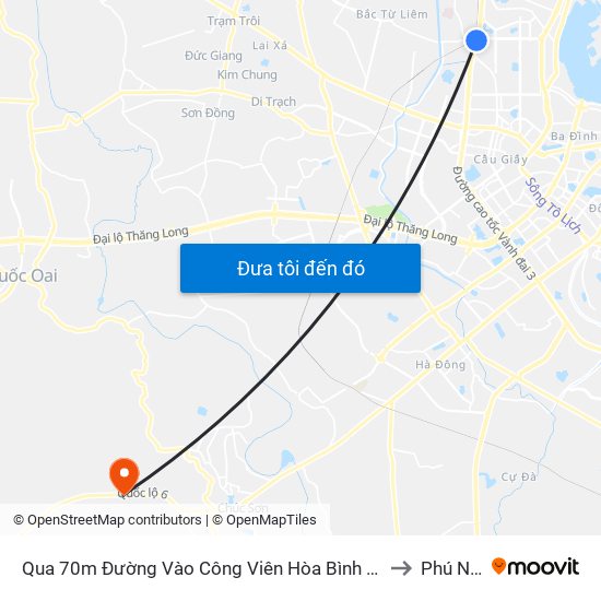 Qua 70m Đường Vào Công Viên Hòa Bình - Phạm Văn Đồng to Phú Nghĩa map