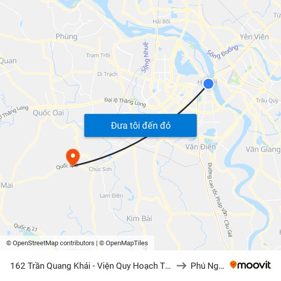 162 Trần Quang Khải - Viện Quy Hoạch Thủy Lợi to Phú Nghĩa map