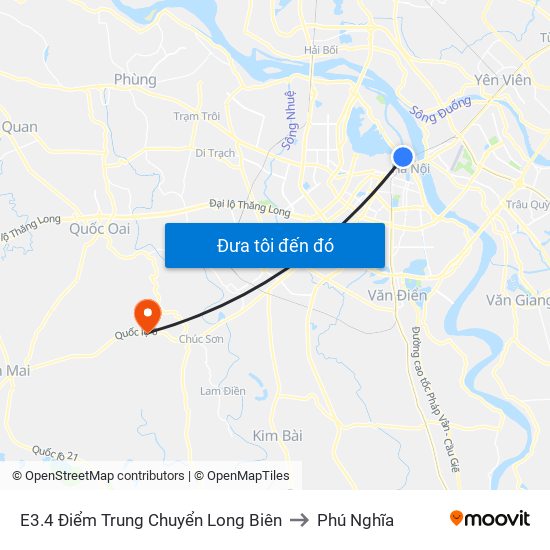 E3.4 Điểm Trung Chuyển Long Biên to Phú Nghĩa map