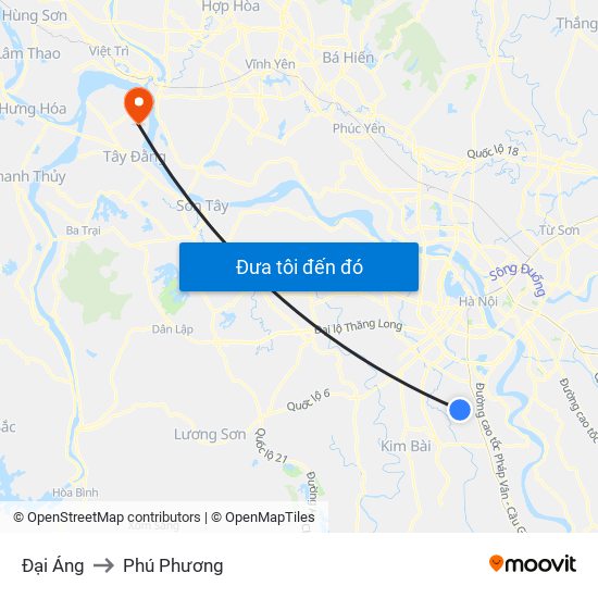 Đại Áng to Phú Phương map