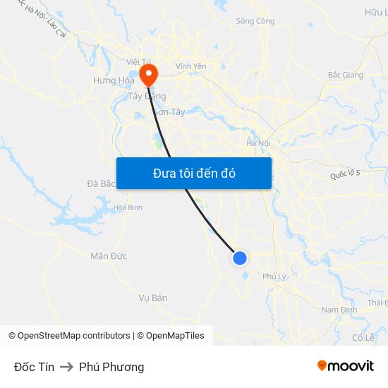 Đốc Tín to Phú Phương map