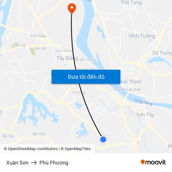 Xuân Sơn to Phú Phương map